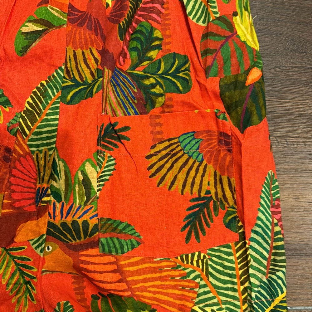 FARM Rio NWT Red Forest Birds Romper with Balloon Sleeves and front Buttons. - Picture 14 of 16